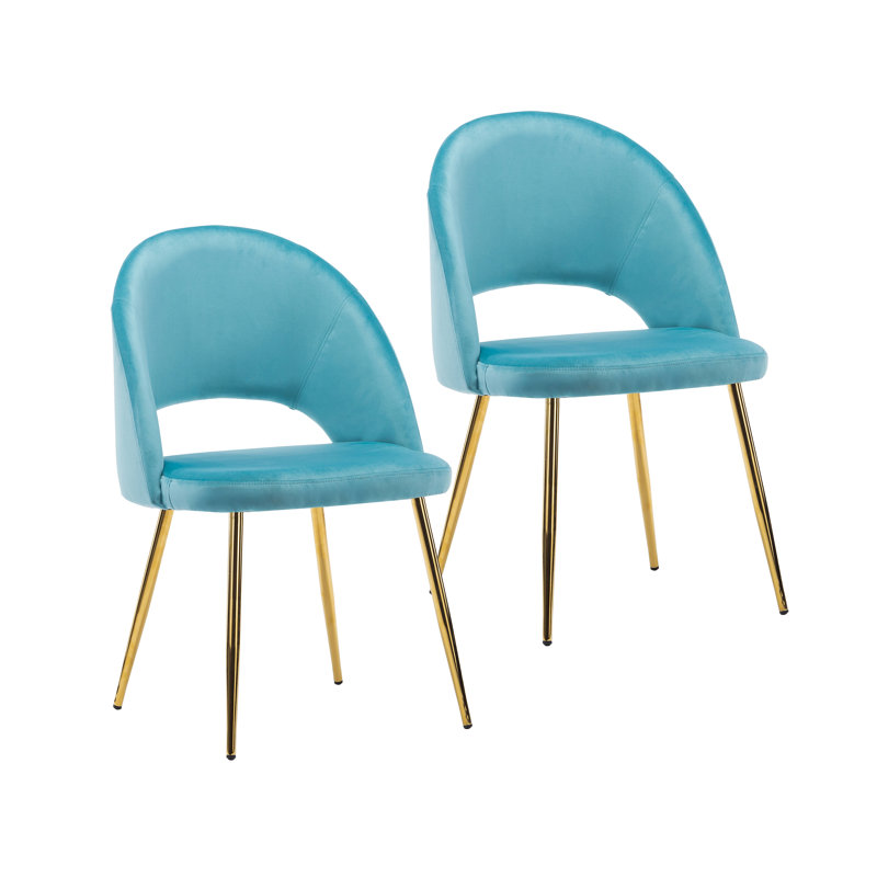Chaise d'appoint rembourrée en velours Liara, Aigue-marine, 1