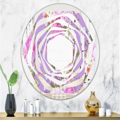 Motif avec miroir mural sans cadre Country Roses Whirl Cottage Americana