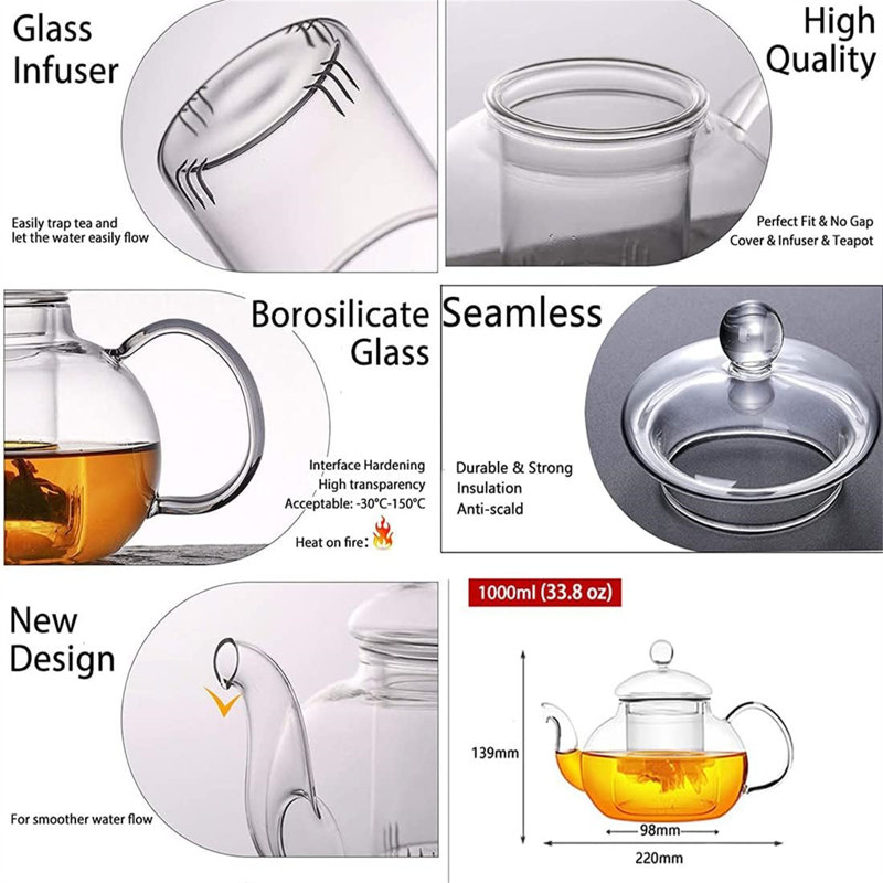 Latitude Run® Jaylenne 33.8oz. Glass Teapot Set