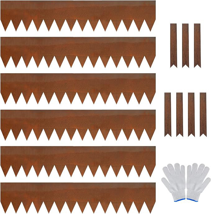 6 Pack Pre-Rusted Cor-Ten Steel Landscape Edging - 40" L x 8" H Each (20ft Total) N