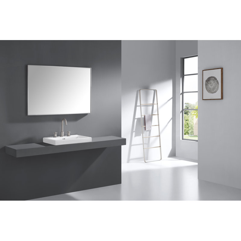 Elegant 39"x27" Rectangular Vanity Mirror in Brushed Silver and Gold