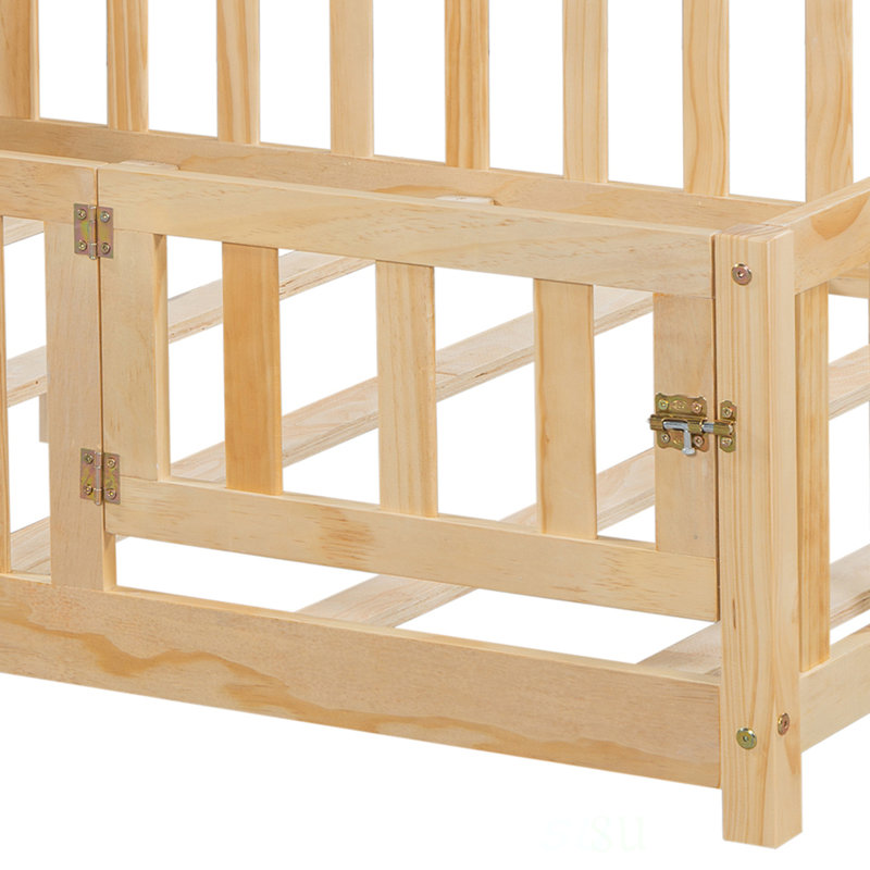 Full-Size Montessori Floor Bed With Bookcases And Blackboards, Versatile Platform Beds For  And Teens, Solid Wood With Storage Headboards