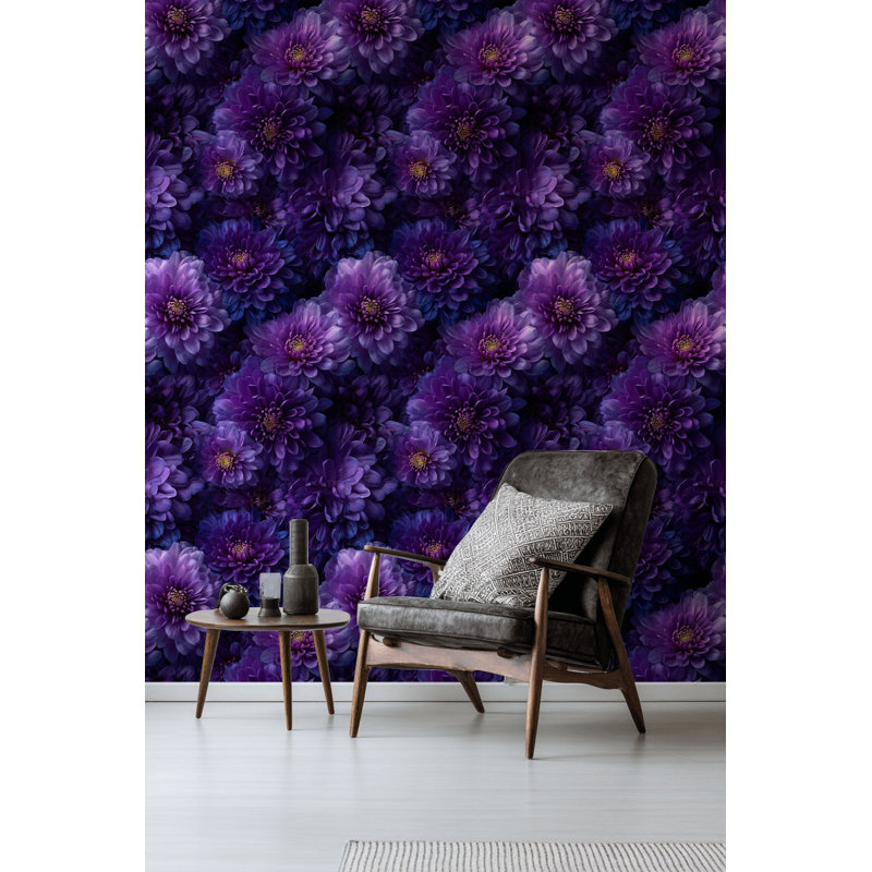 Papier peint floral mauve élégant