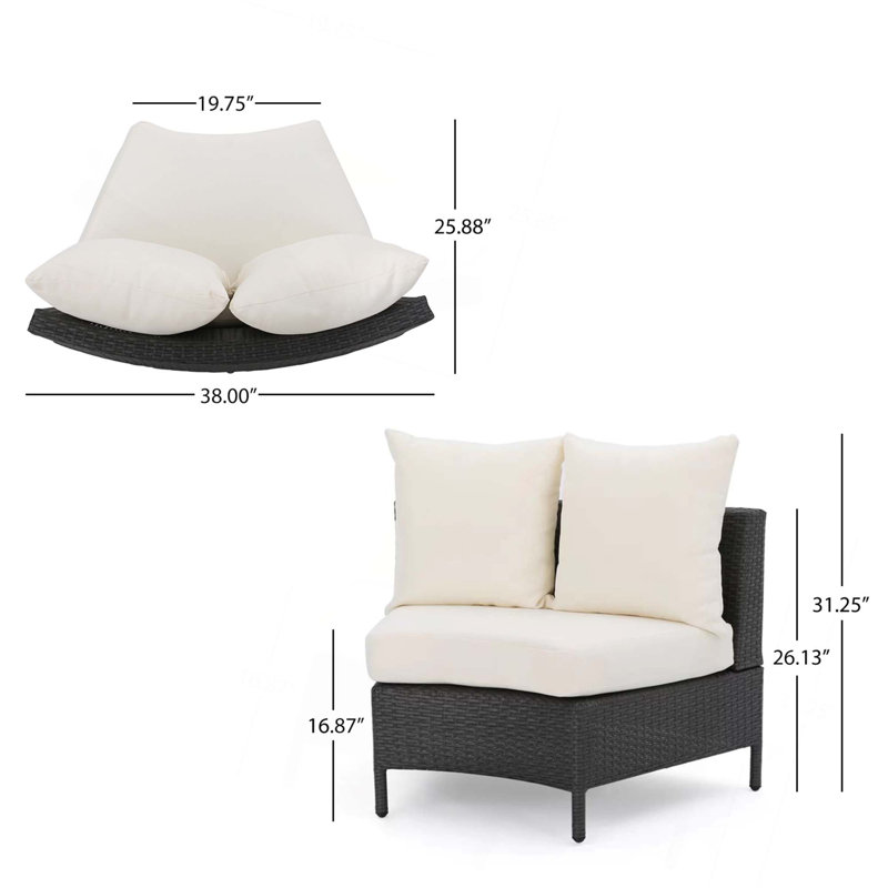 5Pcs Sofa Set With Table, Khaki, Brown