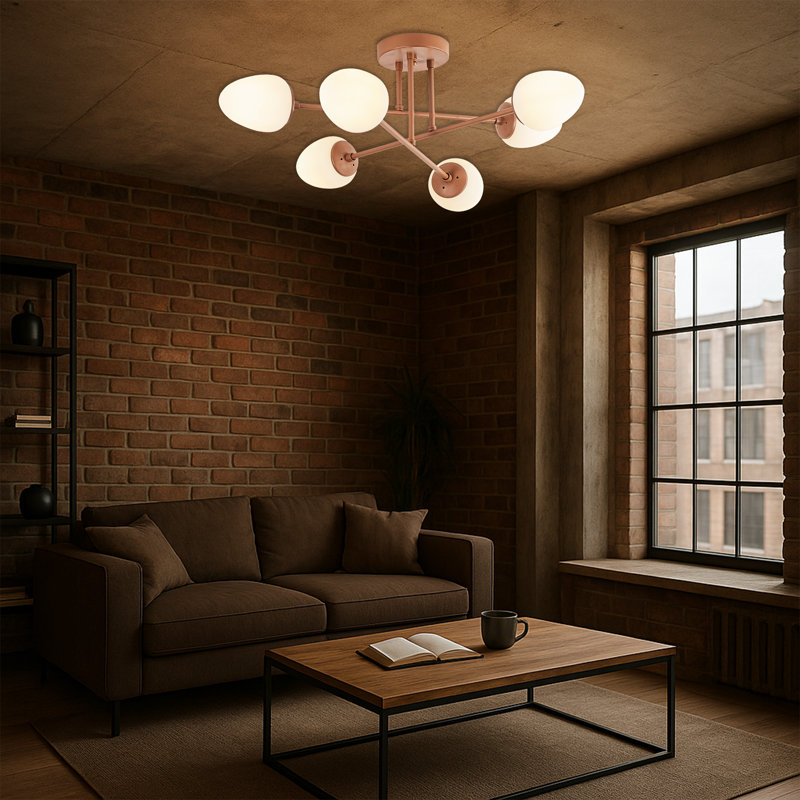 Lustre 6 lumières, Cuivre