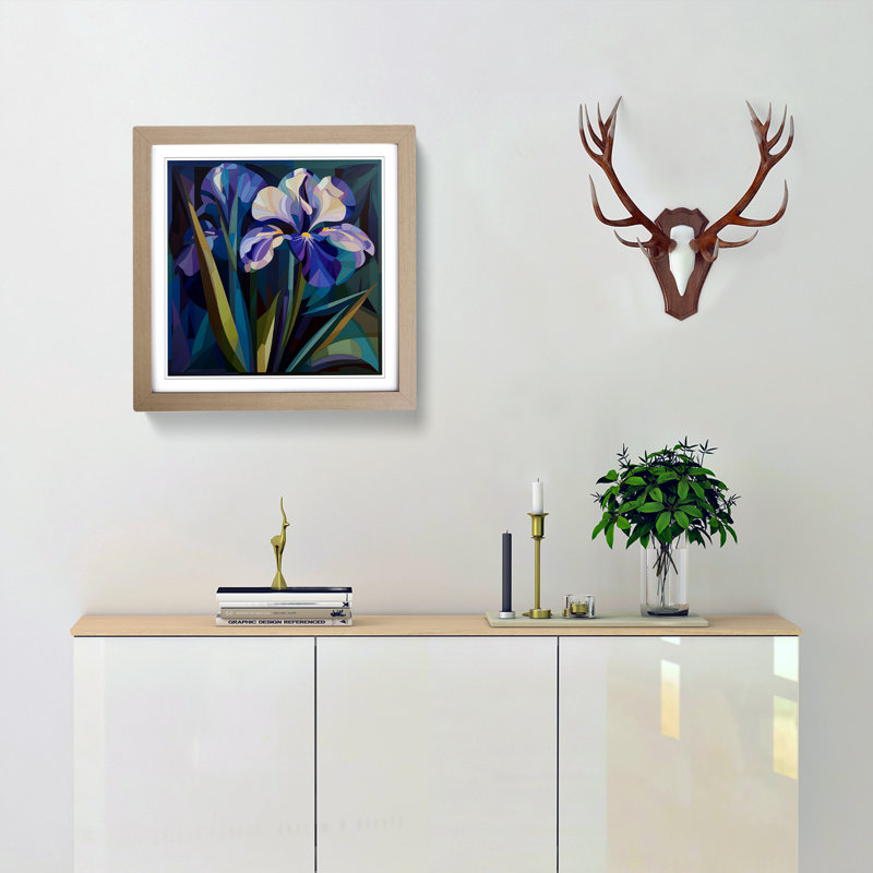 Iris Flower Constructivism - Framed Print, Oak