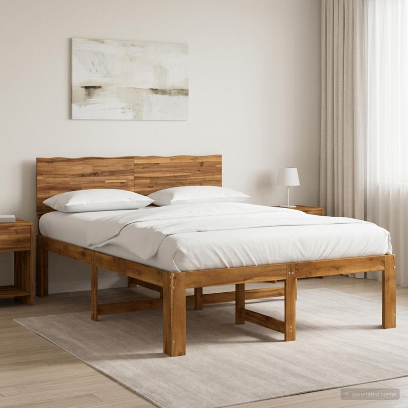 Solid Wood Bed Frame, Kingsize (5'), Natural