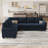 Shavera Velvet Modern Modular L-Shaped Sleeper Sofa Bed-2127300863