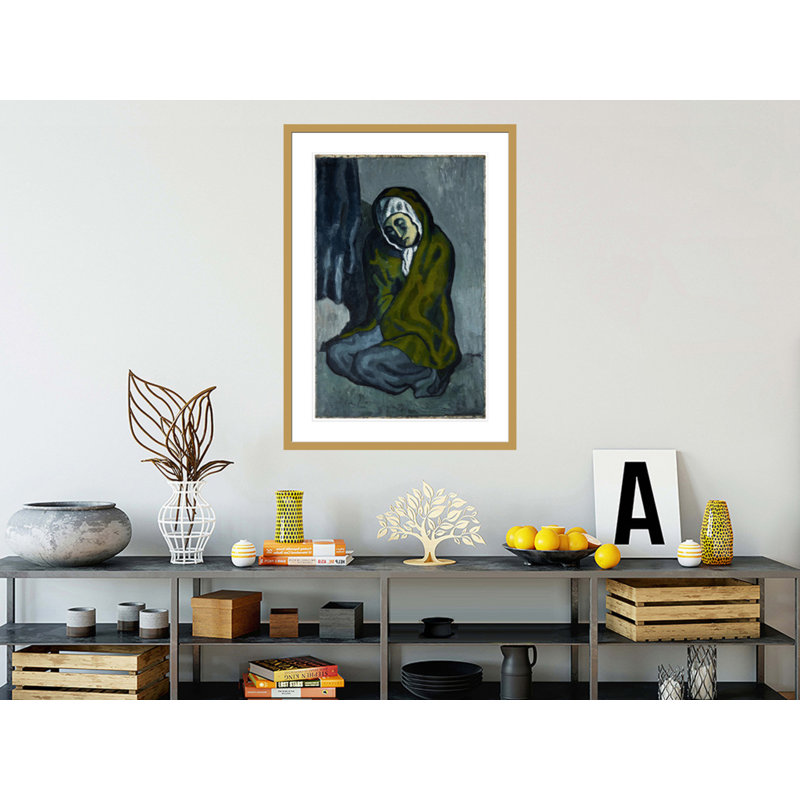 «La Miséreuse accroupie» par Pablo Picasso, impression giclée sur cadre, H 41,5 po x l 29,58 po
