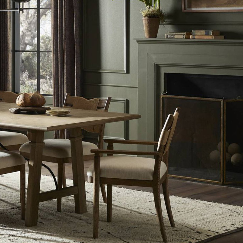 Tova Upholstered Dining Chair, Distressed Black Oak/Black Paper Cord