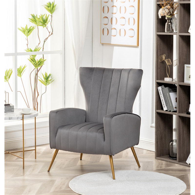 Ceijay Velvet Armchair, Gray Velvet