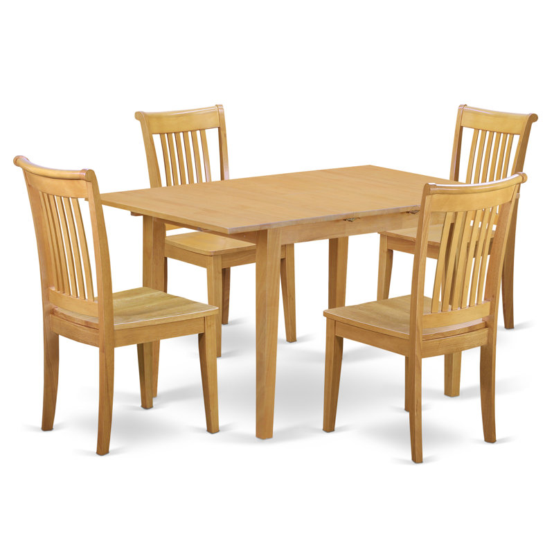 5 Piece Dinette Set for 4 Includes a Rectangle Dining Table with Butterfly Leaf and 4 Dining Room Chairs, Oak