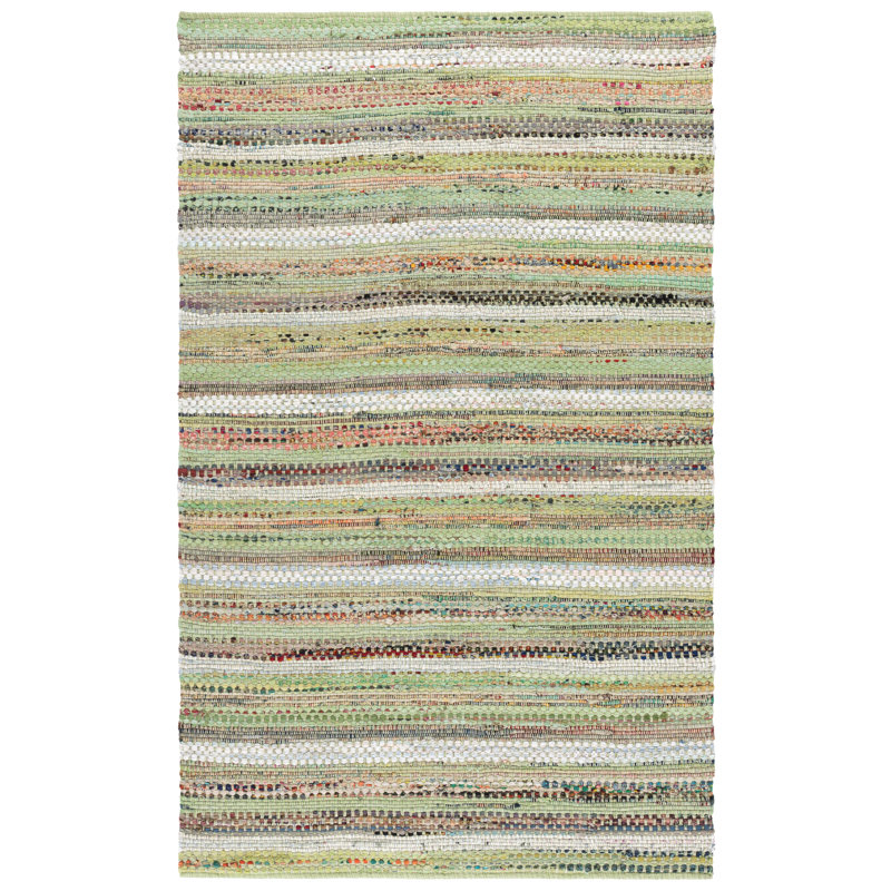 Vesey Hand Woven Cotton Striped Rug, Rectangle 5' x 8'