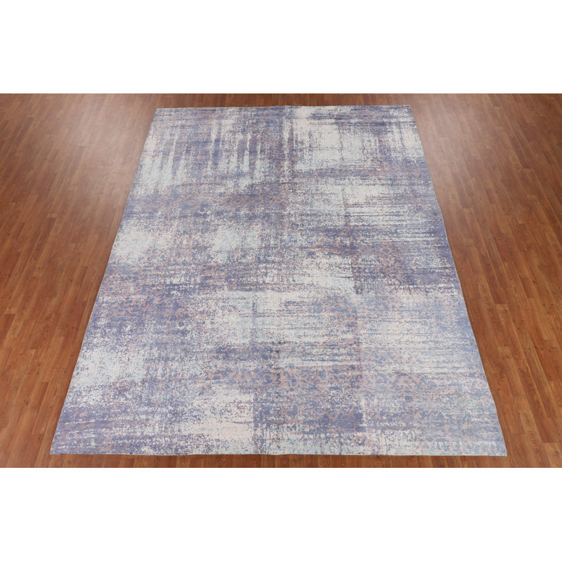 Tapis abstrait en laine fait à la main 9 x 12 po