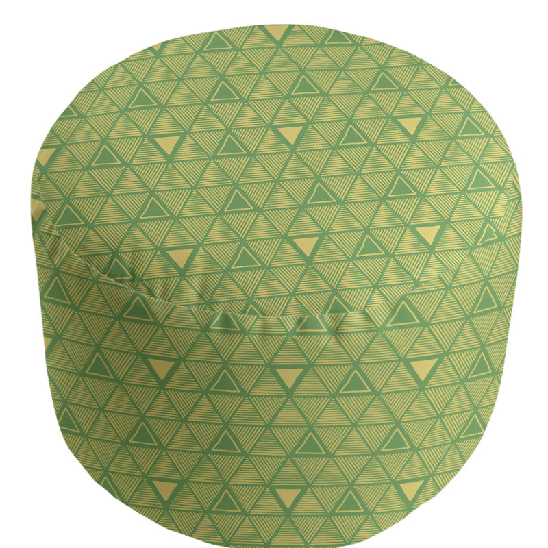 Upholstered Pouf, Green/Yellow