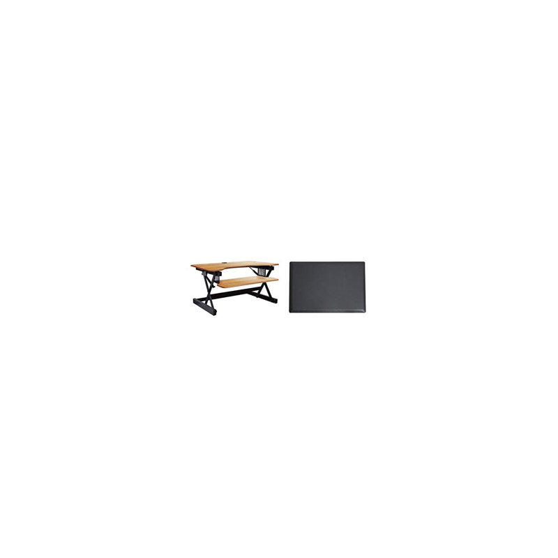  40 in. Beige Height Adjustable Standing Desk Converter with Anti Fatigue Mat Computer Workstation Riser Keyboard Tray