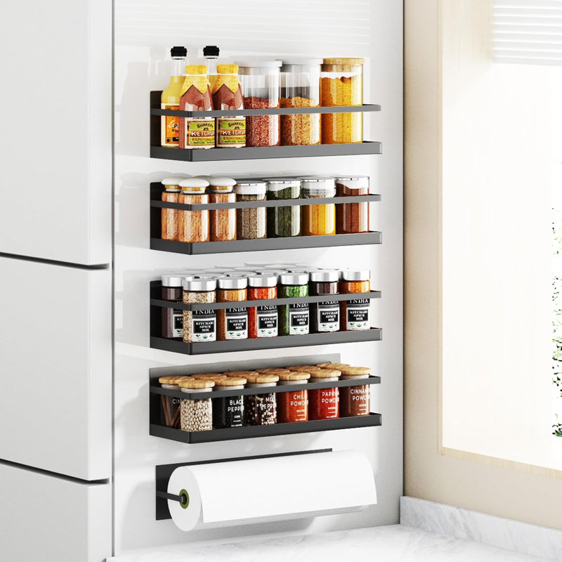 Refrigerator Magnetic Spice Rack, Black