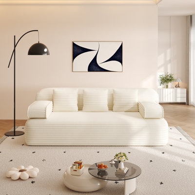 Canapé-lit 78,7 po 2-en-1 convertible sans cadre avec 3 coussins - Siège multifonctionnel en velours côtelé pour petits espaces