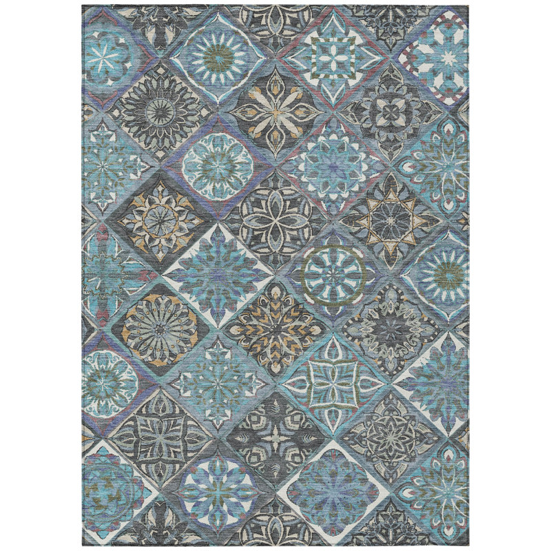 Machine Washable Indoor/Outdoor Boruta ACN2256 Panels Rug, Rectangle 10' x 14'
