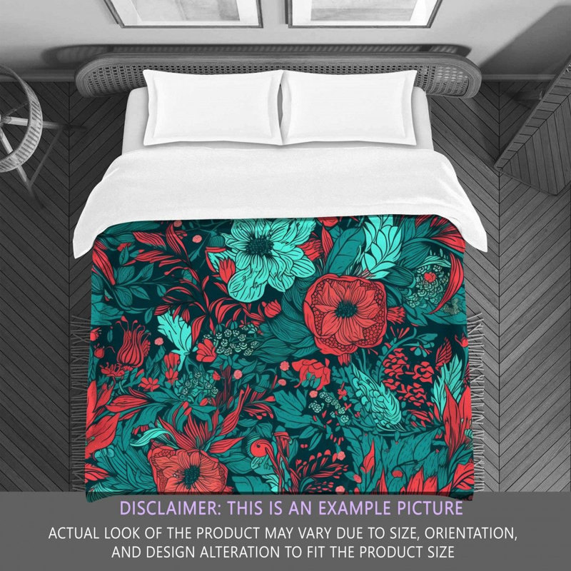 Machine Printed Comforter, Twin Comforter, Red/Turquoise