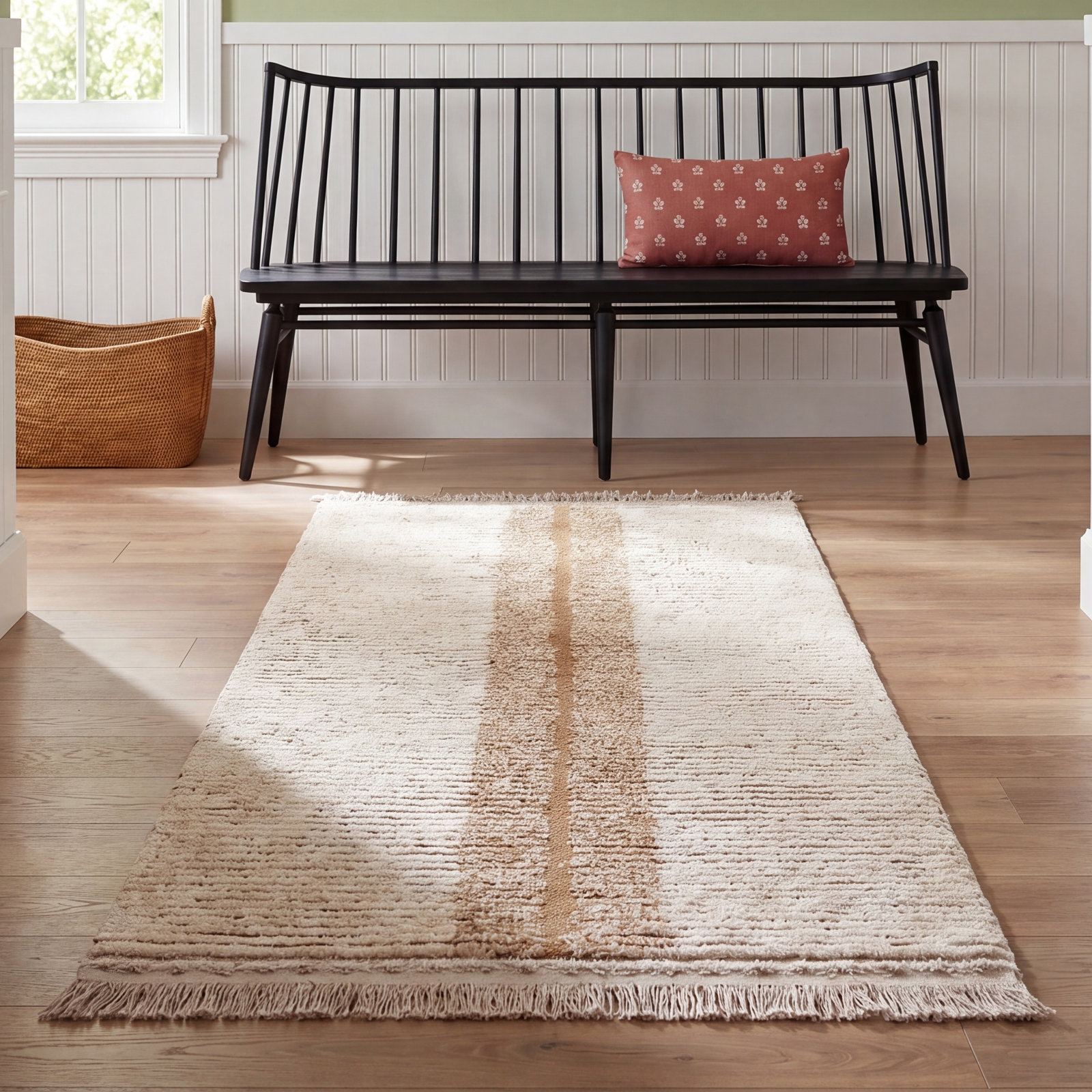 Reversible Duetto Toffee Washable Striped Rug, Runner 2'7" x 7'6"