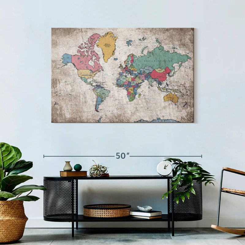 Keiri Geographic World Map III, 30" H x 45" W