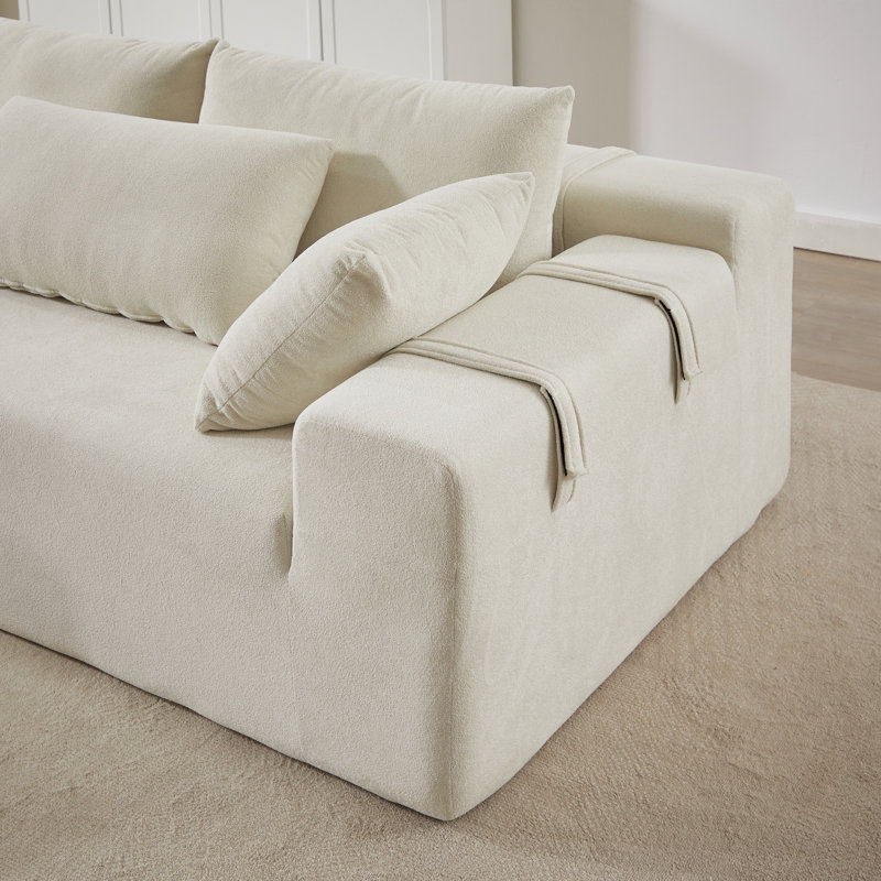 Canapé modulaire 2 pièces Boneless, Chenille ivoire, Orienté à gauche (vu de face)