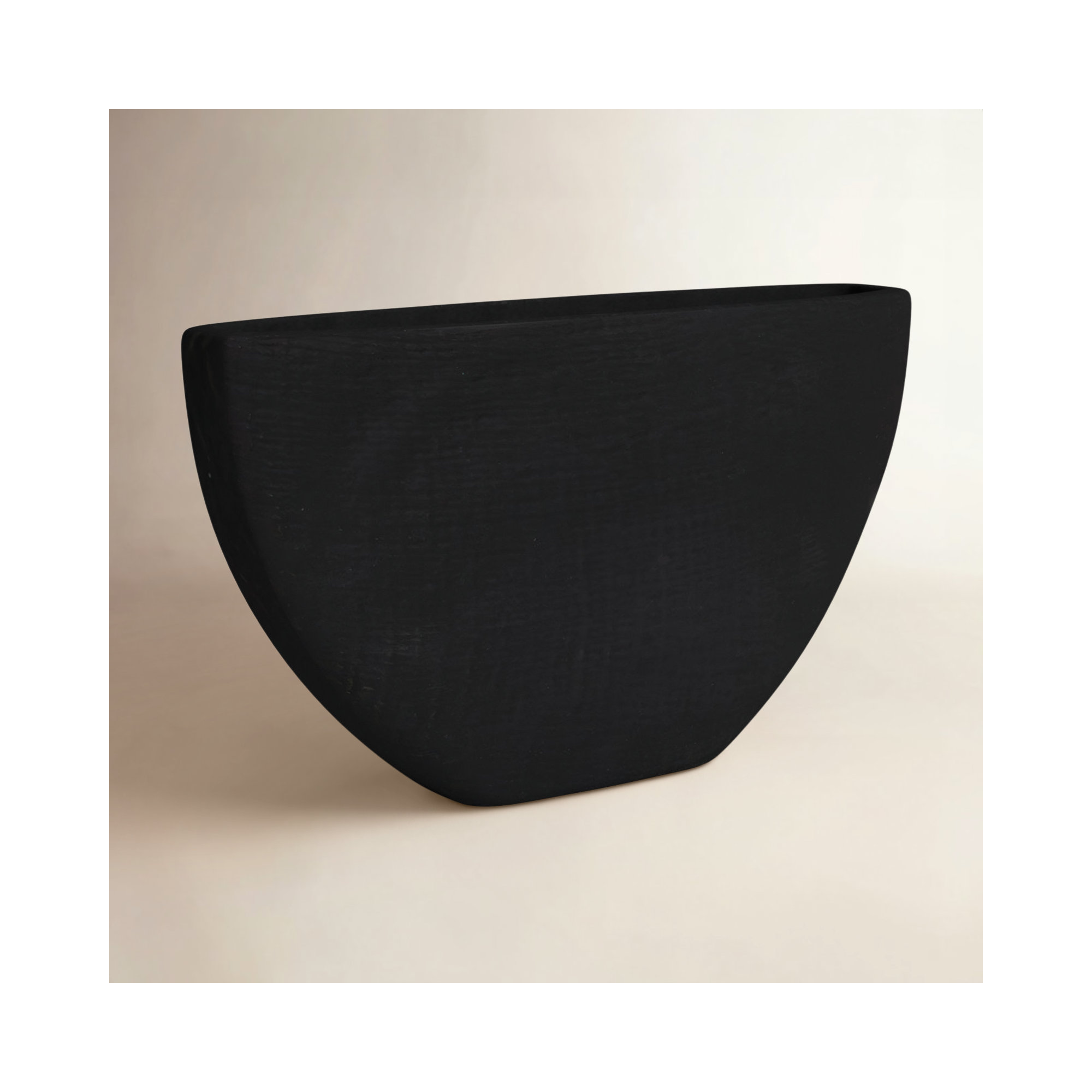 Handmade Ceramic Pot Planter, Black, 5.75" H x 10.25" W x 2.5" D