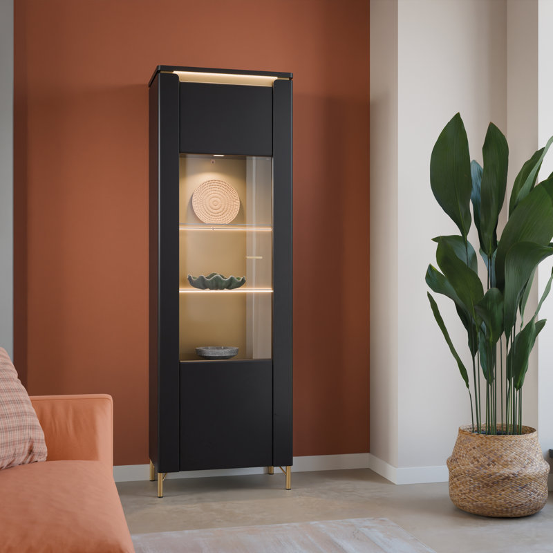 Akilia Display Cabinet, Black/Gold