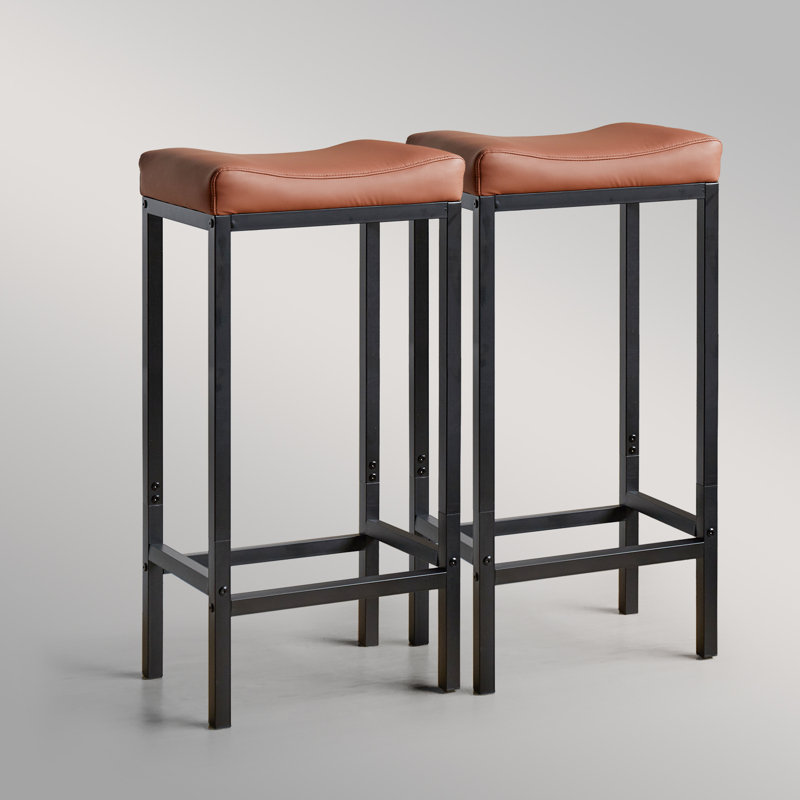 Ensemble de 2 tabourets de bar à hauteur de comptoir, tabourets de bar 30 po pour comptoir de cuisine, tabouret de bar en similicuir, brun