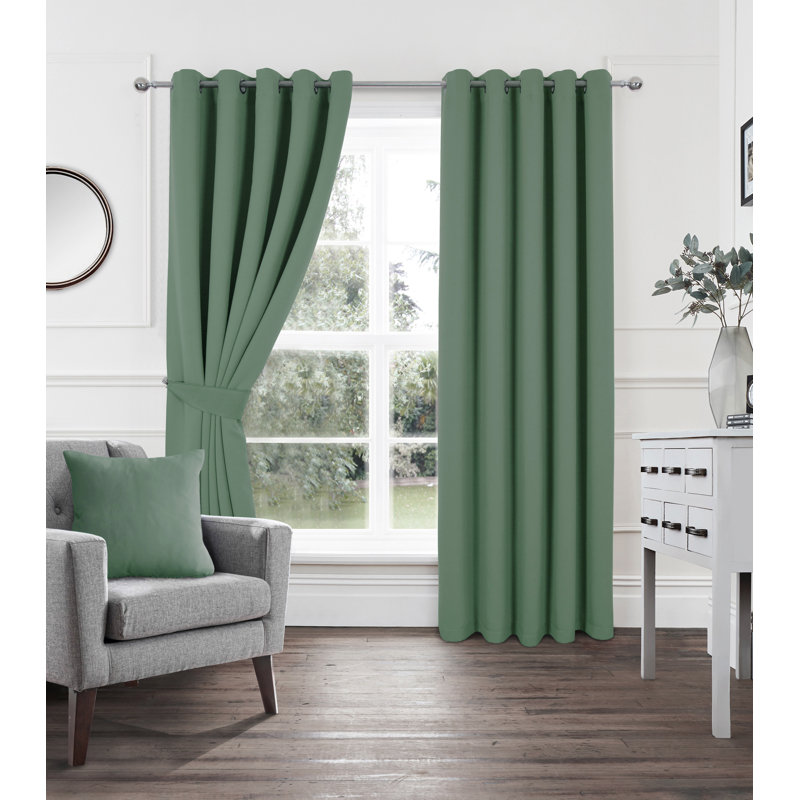 Chacra Room Darkening Curtain Pair, Width 165 x Drop 137cm, Green