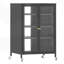 Armoire de rangement haute 35,8 po avec roulettes, meuble télé AV, 4 tablettes réglables en verre, structure en acier robuste, assemblage facile
