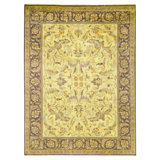 Hand Knotted Wool Oriental Area Rug in Gold And Brown