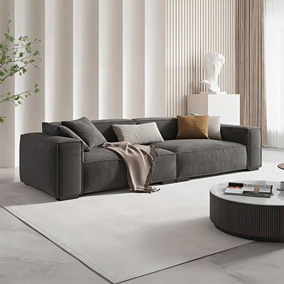 Canapé modulaire gris en cuir véritable
