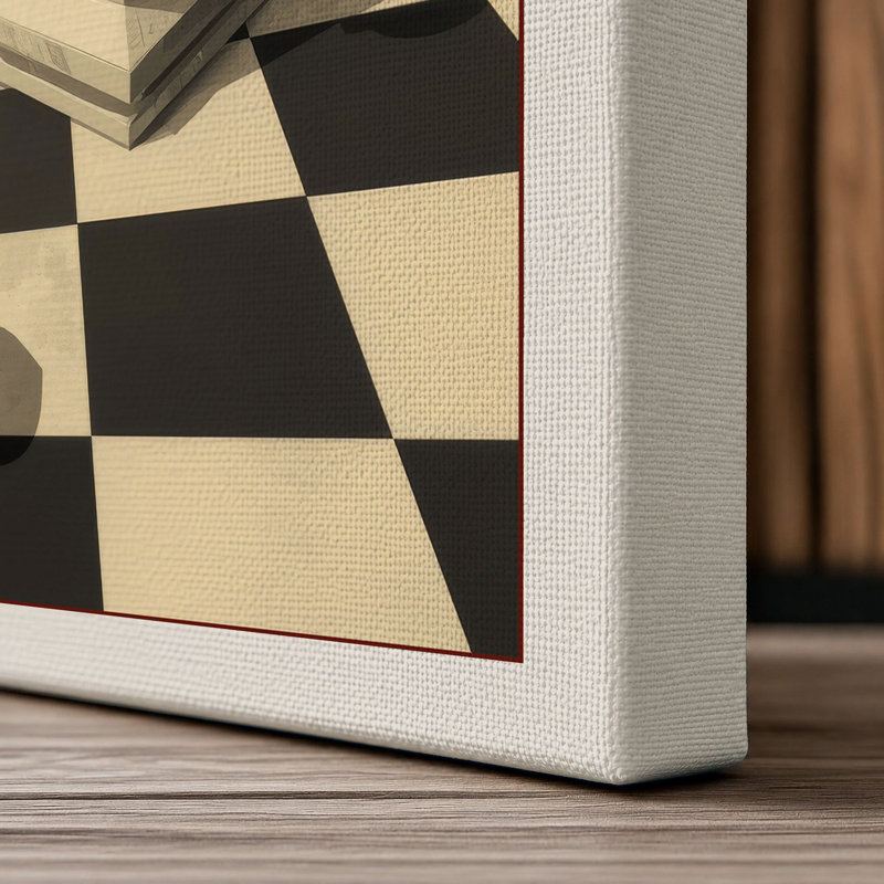 Knight's Gambit Geometric - Wrapped Canvas, 36x24 - 91.4 x 61.0 cm, Cream Border