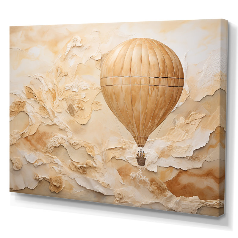 Minimalisme, montgolfière, voyages sur toile, Toile tendue, H 16 po x l 32 po x P 1 po