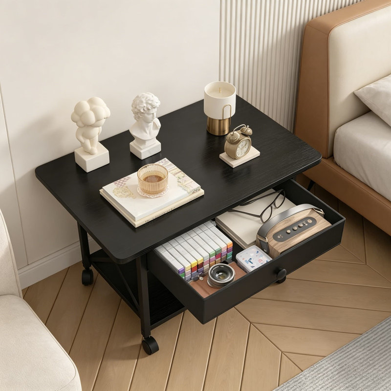 Support pour imprimante sous le bureau avec tiroir de rangement, chariot roulant de 23,6 x 15,7 pouces pour l'organisation de bureau à 2 niveaux, table d'imprimante mobile pour imprimante 3D, bureau à domicile très résistant