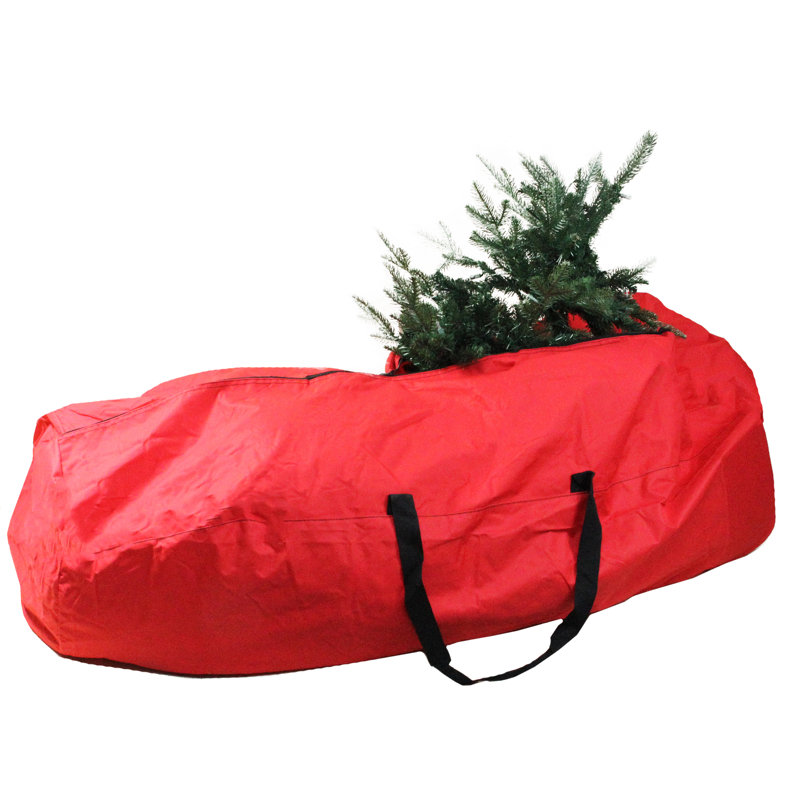 Sac de rangement pour arbre de Noël artificiel rouge et noir, H 16 po x l 23 po x P 56 po