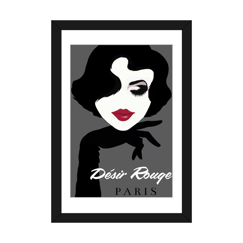« decorsir rouge paris », reproduction d’impression sur toile, H 24 po x l 16 po x P 1 po, Papier d'art encadré noir, Blanc
