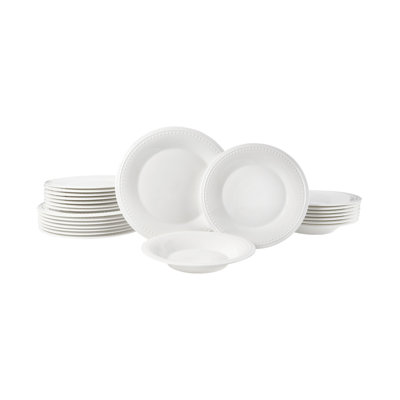 Fitz And Floyd Nevaeh White Classic Bead 24-piece Bone China Dinnerware Set, Service For 8 In Multi