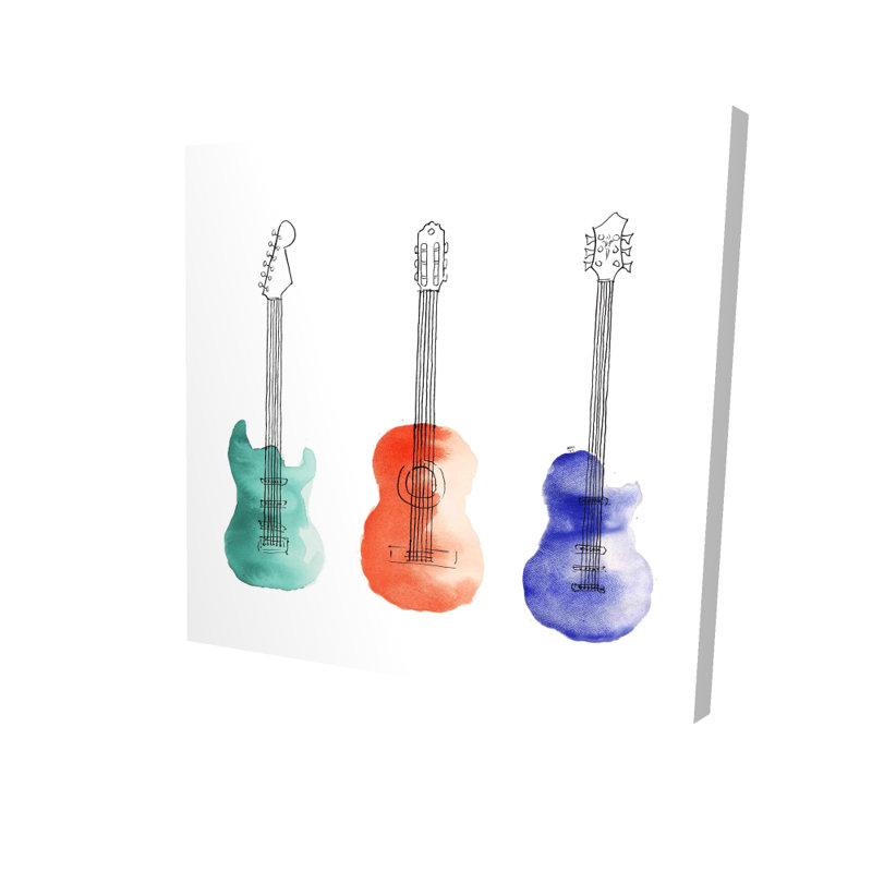 Three Guitars - Children's Art Canvas for Home Decor