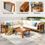 Ensemble de canapé d'extérieur en forme de L en bois d'acacia durable avec accoudoirs en maille tissée et coussins confortables pour terrasse