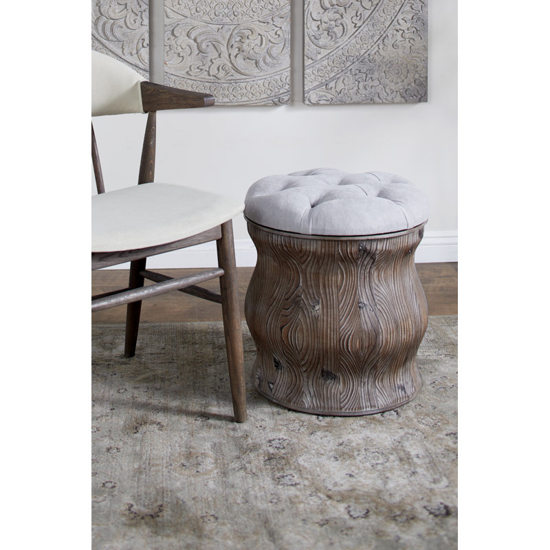 Repose-pieds de rangement rond 17 po Tolleson, Gris