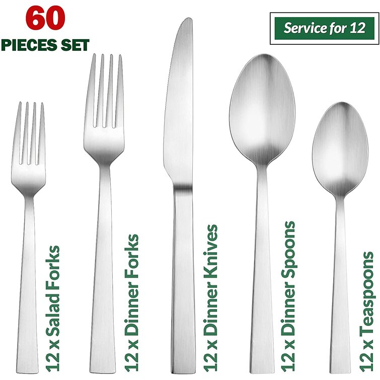 Matte Silverware Set, Stainless Steel Flatware, Cutlery Utensils