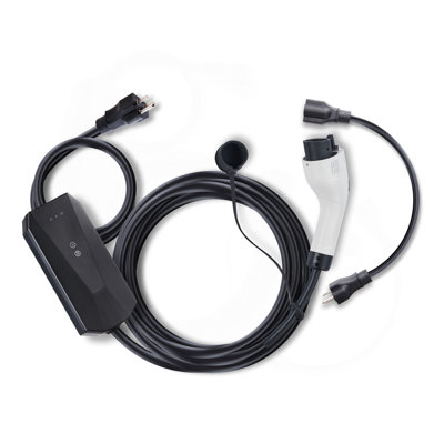 Level 1+2 Portable EV Charger, 16 Amp 120V Or 240V, Electric Vehicle Charger With 28-Foot Charging Cable NEMA 6-20P Plug NEMA 5-15 Adapter, Plug-In Home EV Charging Station For SAE J1772 Evs