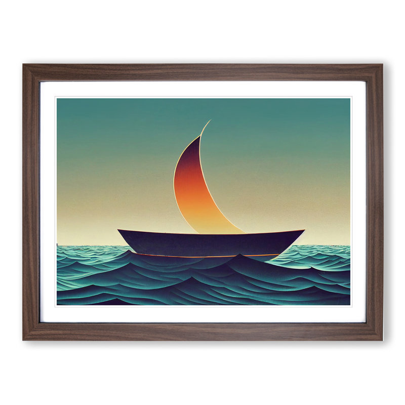 Glowing Sailing Boat - Single Picture Frame Print