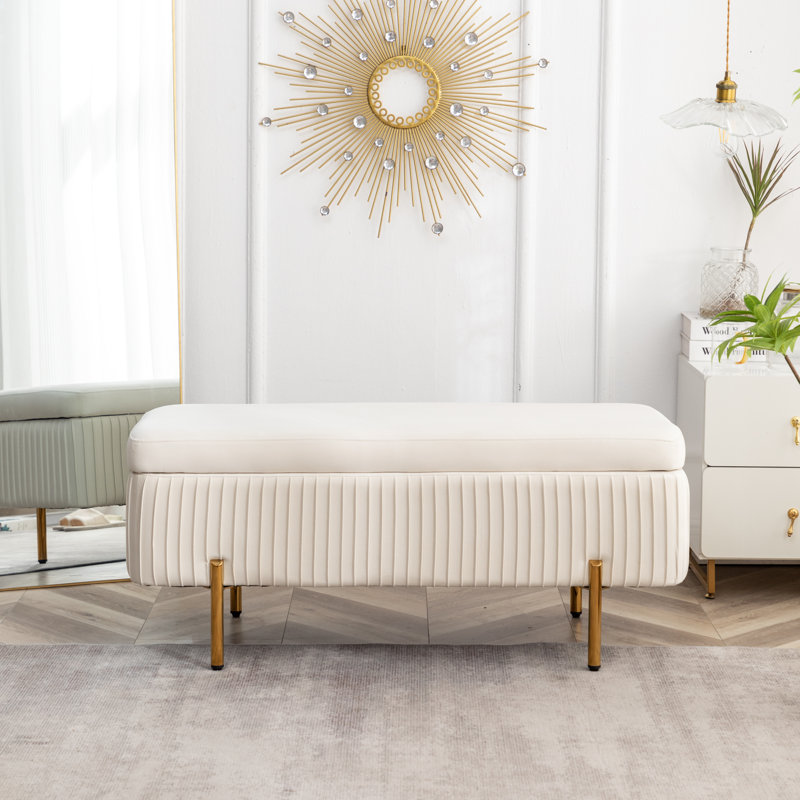 Banc de rangement rembourré en velours Miajah, null