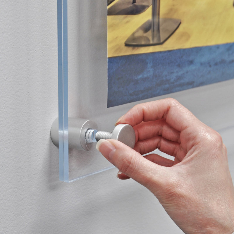 Floating Acrylic Wall Frame with Stand Off Caps: 24" x 36" Graphic Size, Overall Frame Size: 28" x 40"
