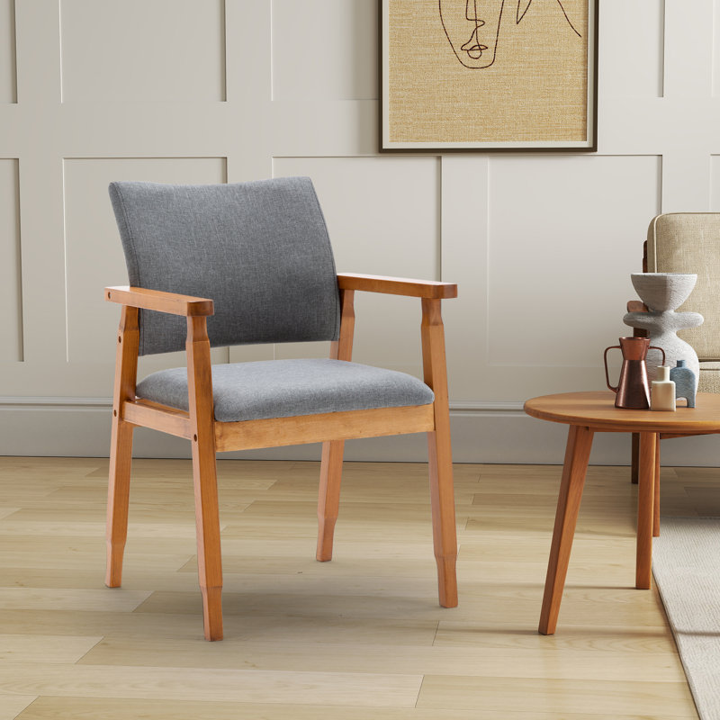 Actrice 18.5'' H Tufted Upholstered Beech Armchair, Gray Fabric