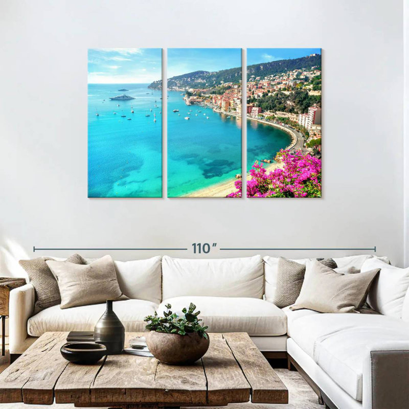 Plage côtière Gillard Villefranche-Sur-Mer, H 48 po x l 74 po